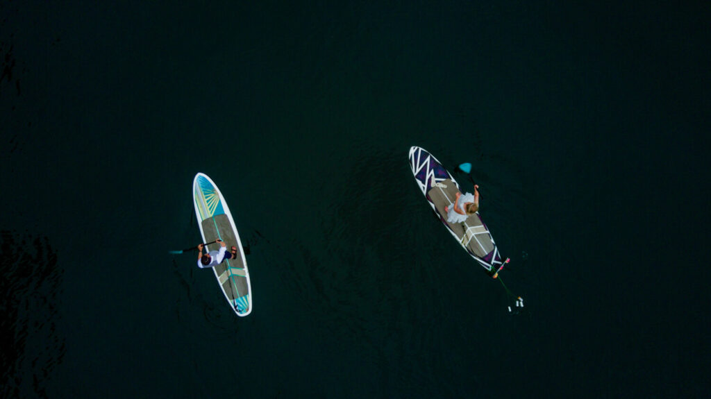 wedding day paddle board processional