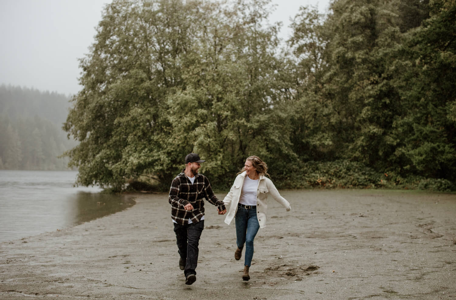 running down the beach at westwood lake