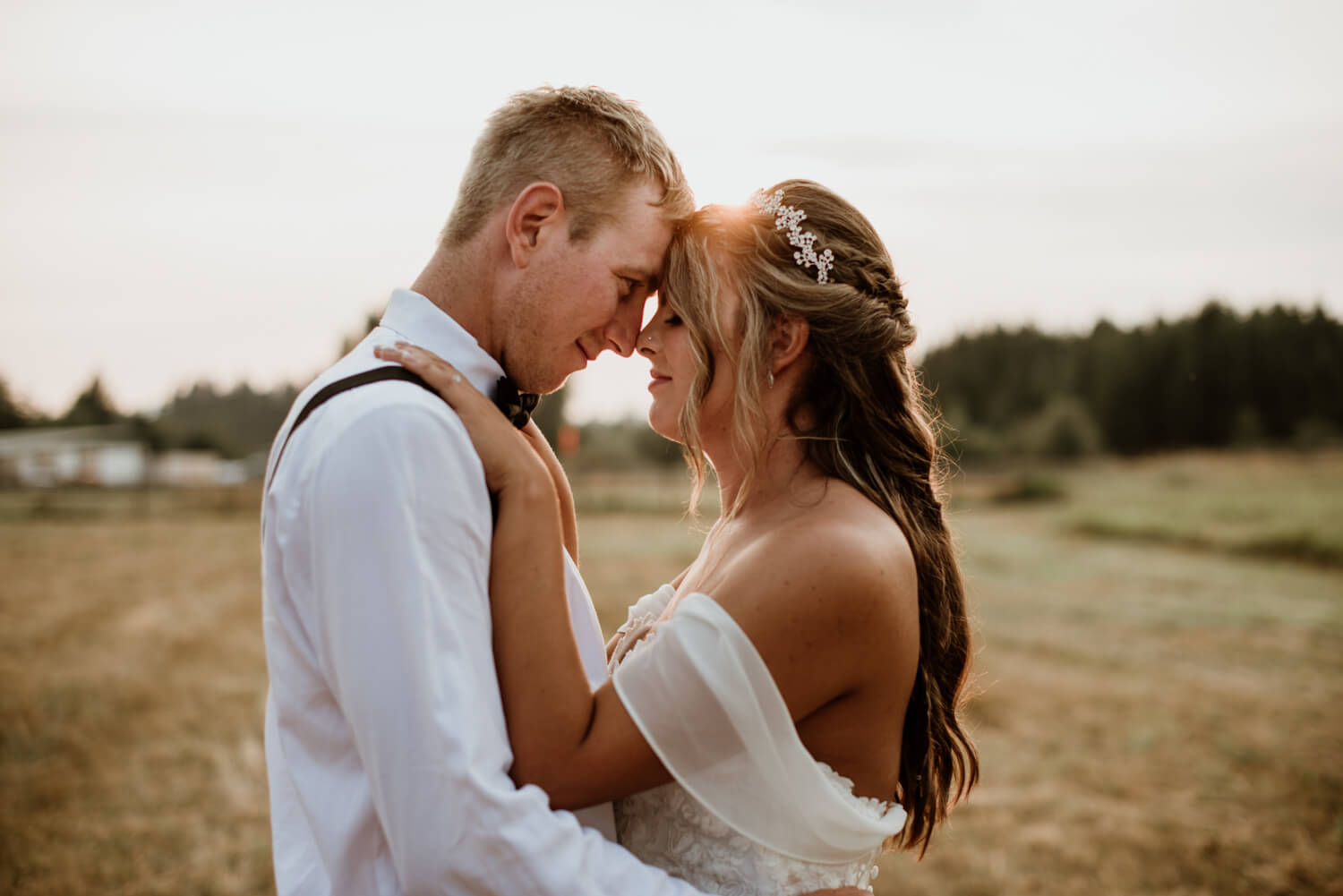 vancouver island backyard wedding sunset portraits