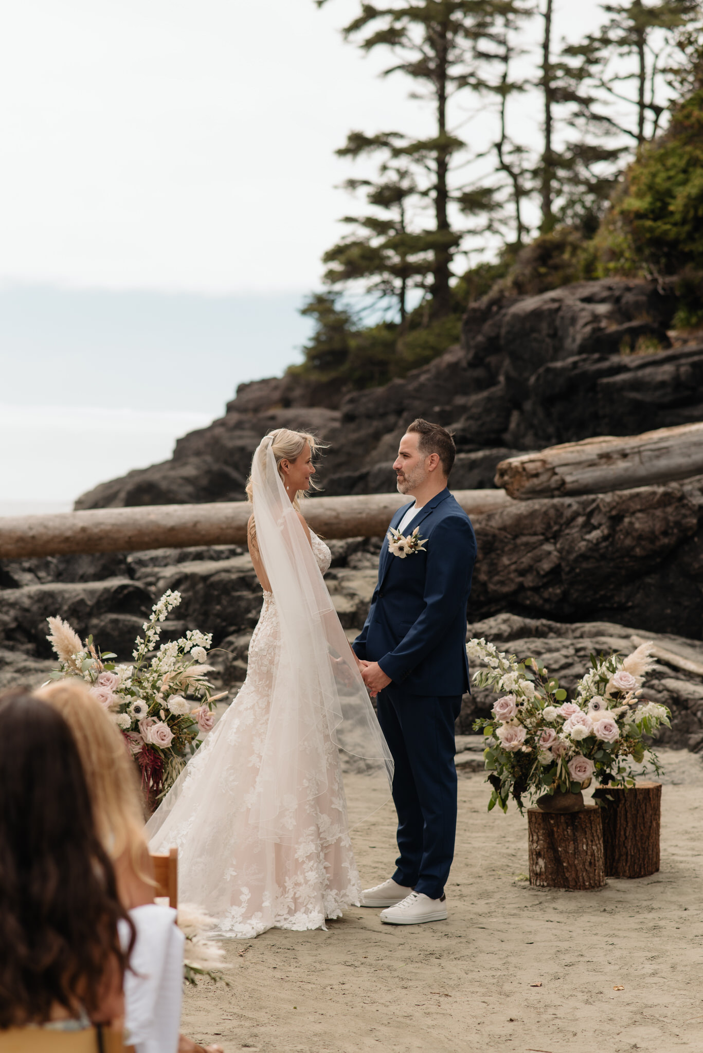 Beachfront wedding ceremony at Pacific Sands
