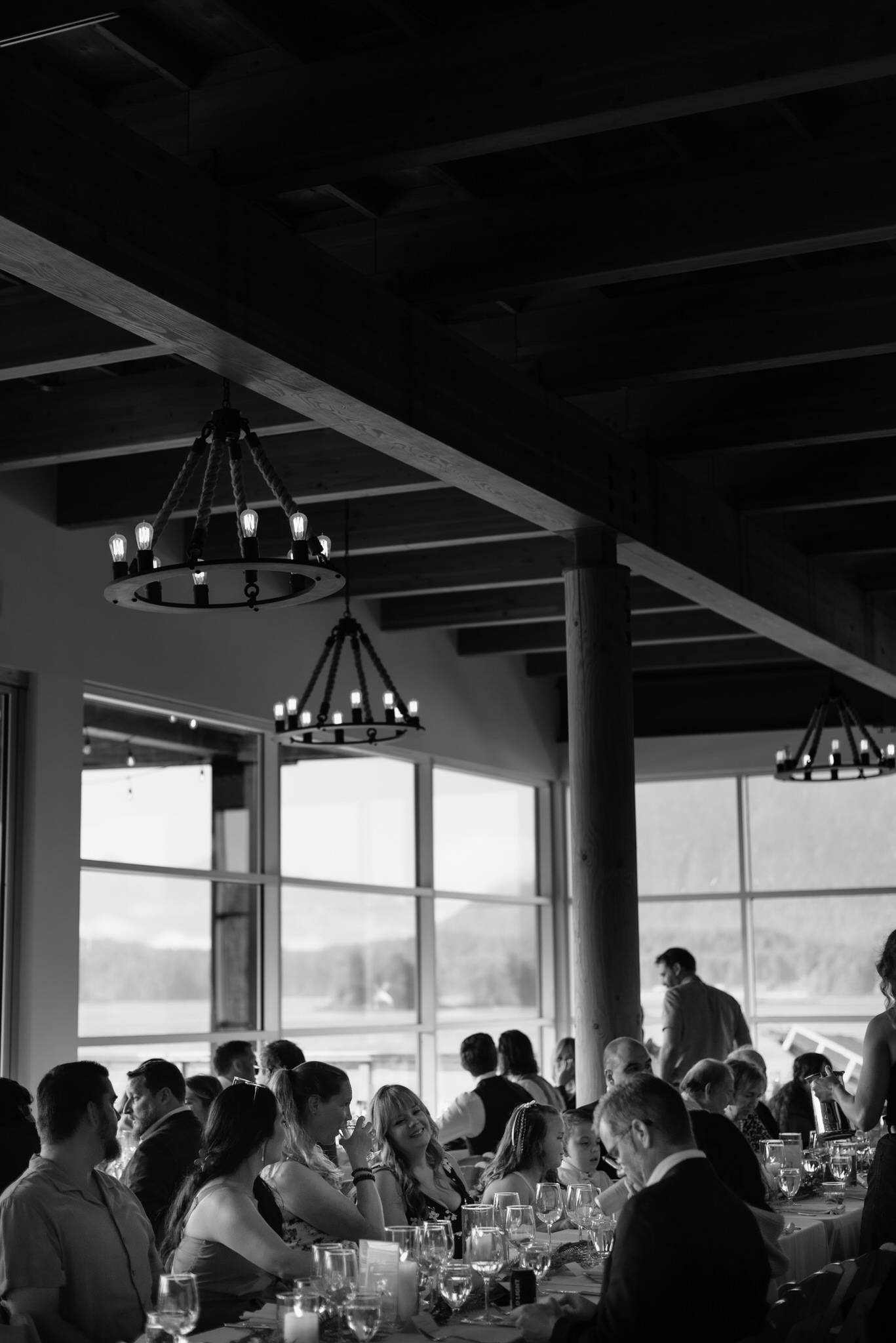The reception space at the Shore Pier wedding venue in Tofino