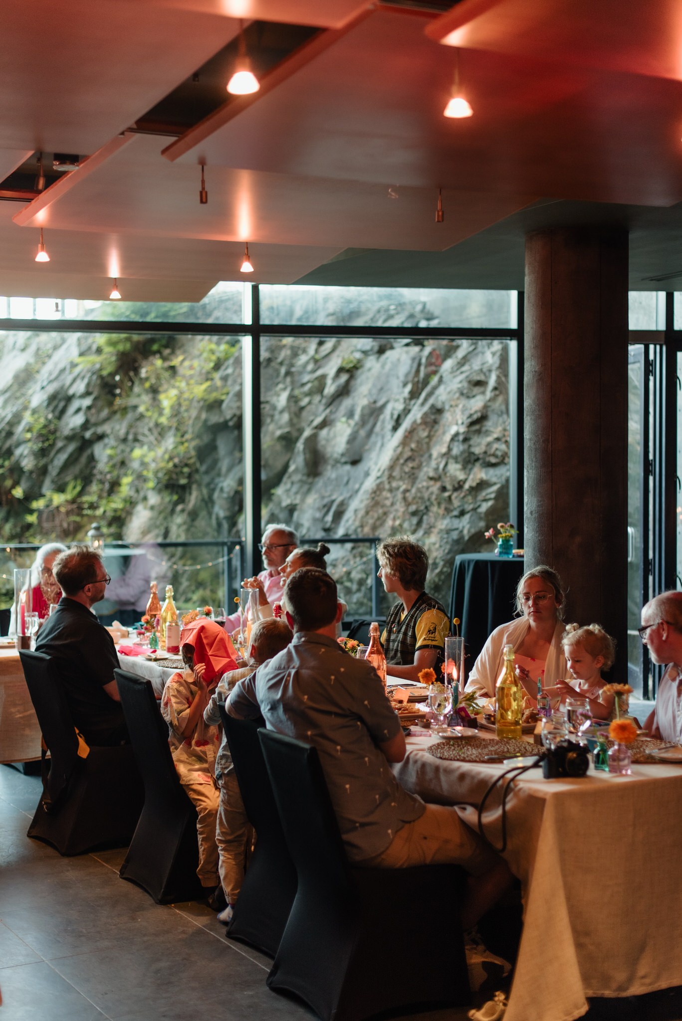 Guests mingling during dinner in the Wine Cellar at the Black Rock Resort